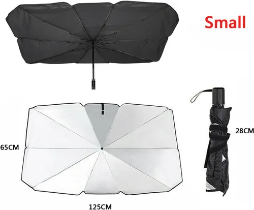 Vista 2 de Protector de parasol para ventana delantera de automóvil, protector solar para automóvil, accesorios de protección interior para parabrisas (pequeño)