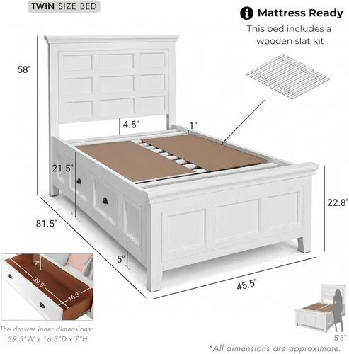 Vista 3 de Furniture of America Zinnia - Cama de madera de almacenamiento de transición con cajones debajo de la cama para dormitorio, habitación de invitados