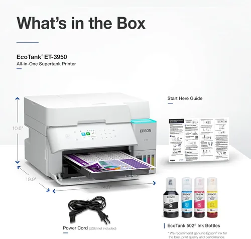 Vista 7 de Epson EcoTank ET-3950 Impresora inalámbrica a color todo en uno Supertank