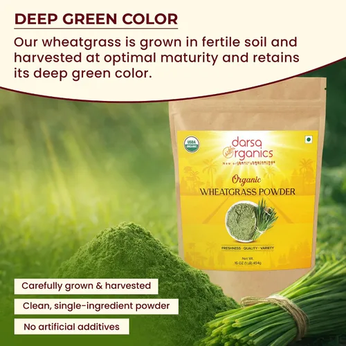 Vista 6 de Wheatgrass - Polvo de 1 libra – Hierba de trigo orgánica USDA de primera calidad, polvo verde molido fino para una mezcla suave, sin OMG, vegano