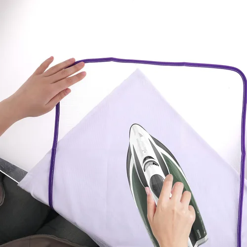Vista 5 de Paquete de 2 protectores de malla abrasiva para planchar, protector de planchado que ahorra quemadura, paño de planchado para proteger la ropa