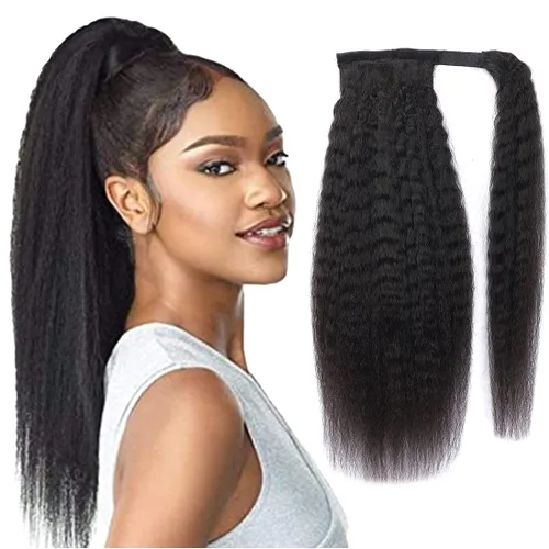 Vista 11 de Extensión de cola de caballo de cabello humano, onda de agua, pasta mágica, ondulado, natural, cola de caballo rizada 100% real, cabello Remy ondas