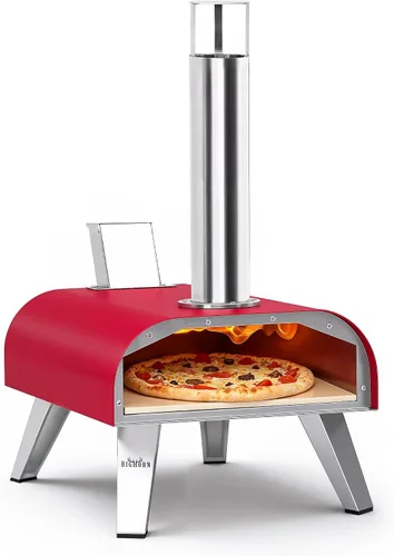 Vista 8 de BIG HORN OUTDOORS 12" Horno de piedra para pizza con leña, 475°C Horno para pizza al aire libre de acero inoxidable, portátil para uso en fiestas