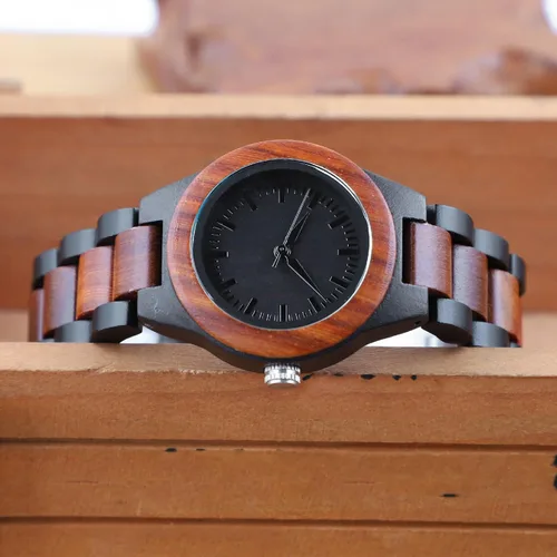Vista 30 de Dentily Relojes de madera natural para mujer, reloj de cuarzo hecho a mano, reloj de pulsera único deportivo para mujer