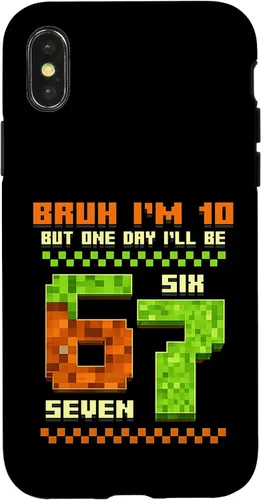 Vista 5 de Bruh I'm 10 But One-Day I'll Be 67 Retro 10th Birthday Kids Case for iPhone XR