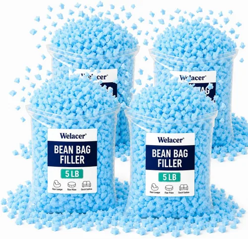 Vista 16 de Relleno de puf de 5 libras, relleno de espuma viscoelástica triturada azul para almohadas y camas para perros