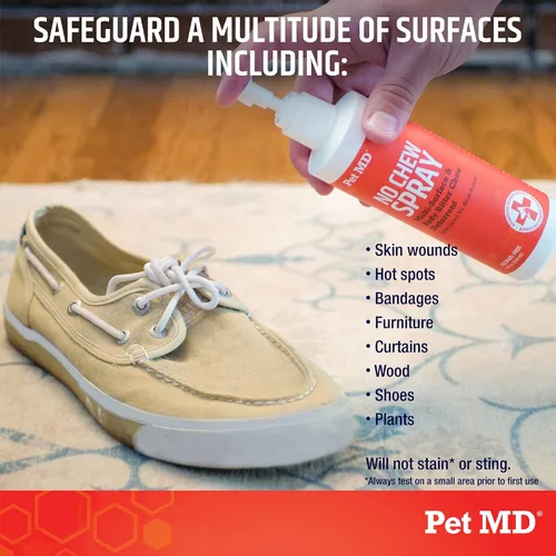 Vista 3 de Pet MD Spray antimasticable para perros y gatos – Spray amargo multisuperficie para dejar de morder y masticar – Spray disuasorio para perros