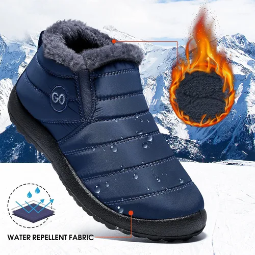 Vista 3 de Botas de nieve para mujer con forro de piel abrigadas, impermeables, cómodas, con forro de piel, para mujer, para exteriores.