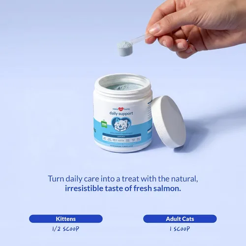 Vista 6 de Daily Support Multivitamínico para gatos, polvo de 4 onzas, L-lisina, taurina y espirulina para apoyo inmunológico y salud ocular, aceite de pescado