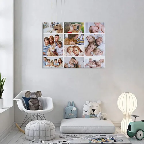 Vista 3 de Lienzo personalizado para pared, collage de múltiples fotos, impresiones personalizadas con tu nombre de imagen para mascotas o familia, póster