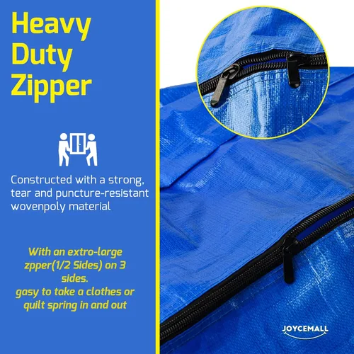 Vista 4 de Juego de 4 bolsas de mudanza extragrandes resistentes, de plástico reutilizable XL, bolsas de almacenamiento con correas de mochila y asas fuertes