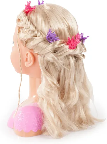 Vista 5 de Bayer: Cabeza para peinar Charlene 27cm con cabello rubio, maquillaje y accesorios para juego creativo Doll with long eyelashes, 10.6 inch height