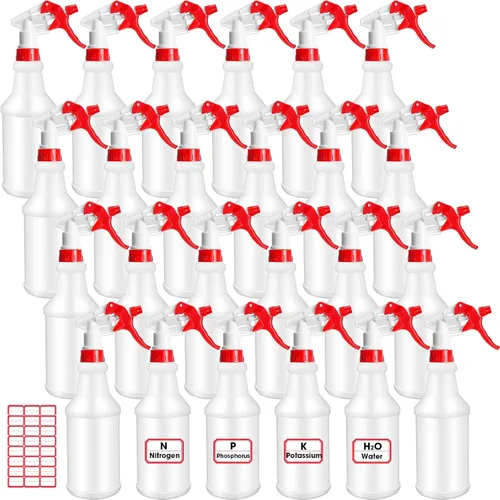 Vista 8 de Rtteri 24 botellas de plástico de 16 onzas para soluciones de limpieza, botellas de pulverización a granel vacías y reutilizables a prueba de fugas