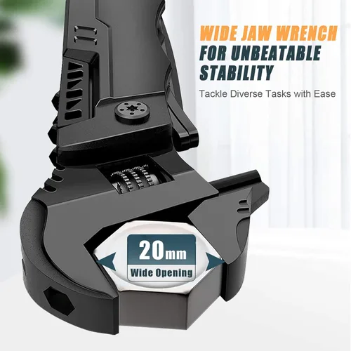 Vista 6 de Hanboost Llave multiherramienta 19 en 1 multiusos para equipo de campamento, tamaño de bolsillo, llave ajustable con alicates, cortador de alambre