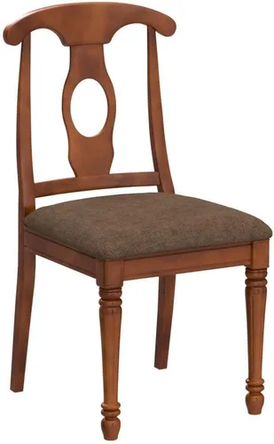 Vista 4 de East West Furniture NAC-SBR-C Napoleon - Sillas de comedor de cocina tapizadas de tela de lino, juego de 2, color marrón