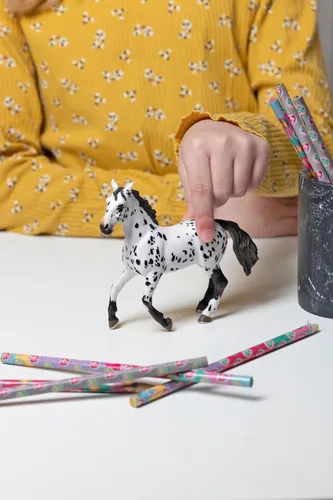 Vista 2 de Papo - Figura de caballo Appaloosa negra realista para niños - A partir de 3 años - Colección de caballos y ponis - Juego educativo para montar a