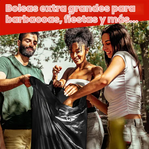 Vista 7 de Bolsas de basura de 65 galones para cubo, color negro, 50 bolsas por caja