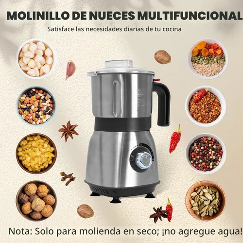 Vista 2 de Molinillo de especias eléctrico, molinillo de hierbas y nueces para la cocina, molinillos de espresso desmontables con cuchillas de acero