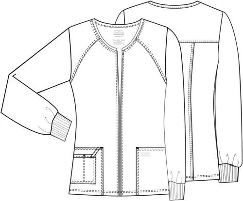 Vista 7 de Cherokee Chaqueta médica con cremallera frontal para mujer, 3 bolsillos, elástica en 2 direcciones, suave, transpirable, sarga cepillada, 4315