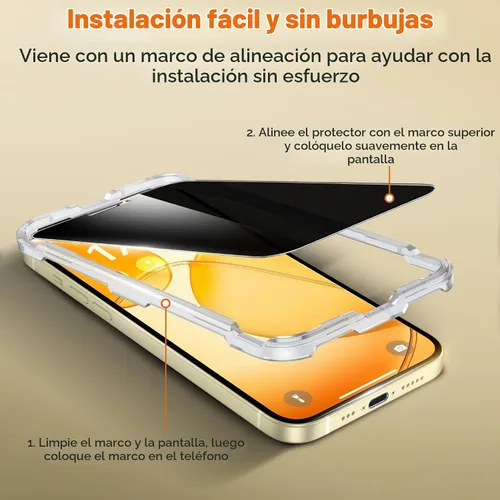 Vista 5 de UNBREAKcable Protector de pantalla de privacidad para iPhone 15, cobertura completa, vidrio templado inastillable [borde a borde]