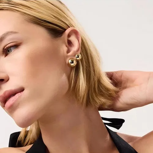 Vista 87 de Aretes de aro gruesos de oro para mujer, chapados en oro de 14 quilates, aretes de aro triple, hipoalergénicos, a la moda, aretes de aro gruesos