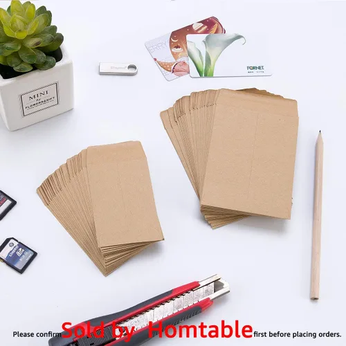 Vista 4 de Paquete de 200 sobres pequeños para monedas, sobres autoadhesivos de papel kraft para semillas, mini partes, artículos pequeños, paquetes