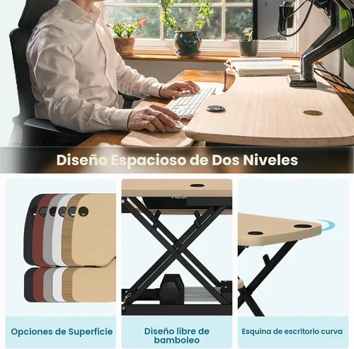 Vista 4 de PowerPro - Convertidor de escritorio de pie de 36 pulgadas, elevador de escritorio eléctrico de altura ajustable para estar de pie o sentado