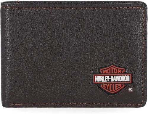 Vista 10 de Harley-Davidson Cartera de cuero genuino con bloqueo RFID para hombre Negro (Indo Billfold)