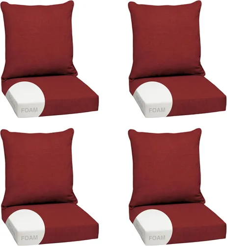 Vista 22 de Arden - Juego de cojines de asiento profundo para exteriores, espuma, 24x24, aguamarina