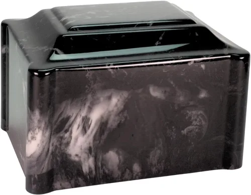 Vista 3 de Urna de cremación de mármol cultivado de claremont negro grabada personalizada, tamaño adulto, urnas de cremación para cenizas humanas, entierro