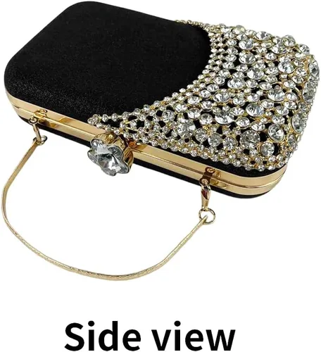 Vista 2 de shiiriin Bolso de mano de cristal brillante para mujer, elegante bolso de mano con diamantes de imitación para novia, boda, fiesta
