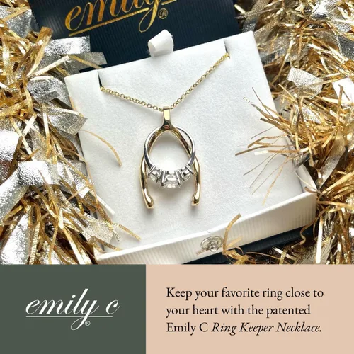 Vista 2 de Ring Holder Necklace - Sterling Silver Necklace with Gold Finish - Engagement Gift for Doctors & Nurses - Gold Jewelry for Mom or Grandmother