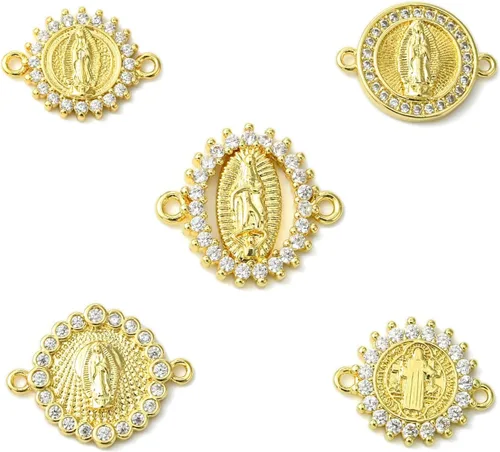 Vista 15 de Stiesy Dijes de latón dorado para hacer joyas, colgantes a granel para collares, pulseras, aretes, manualidades, Vidrio, Sin piedra preciosa