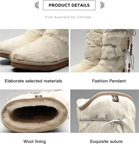 Vista 7 de AU&MU Aumu - Botas de piel de oveja para mujer, cómodas, de piel de oveja