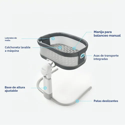 Vista 6 de Graco® Moisés DreamMore™ de cabecera Deluxe con movimiento relajante