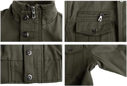Vista 5 de Crysully - Chaqueta cortavientos para hombre, estilo informal y cuello militar, para primavera-otoño