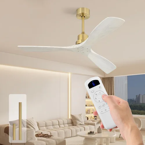 Vista 20 de Sofucor Ventilador de techo con luces y control remoto, ventilador de techo de madera LED moderno de 52 pulgadas con varillas descendentes