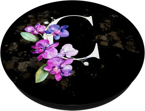 Vista 2 de Orchids Plants Flower - Soporte para teléfonos y tabletas, diseño de letra C, color negro, Negro