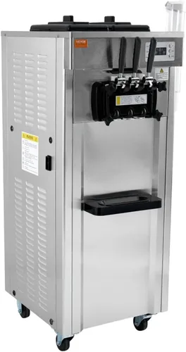 Vista 8 de Máquina comercial de helado de servicio suave de 1850 W, 3 sabores, 5.5-8.2 galones/hora, limpieza automática, panel LCD, acero inoxidable