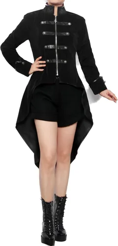 Vista 4 de Chaqueta medieval steampunk para mujer, disfraz victoriano de vampiro pirata