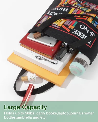 Vista 5 de Bolsa de lona AUSVKAI estética para mujer, lindas bolsas de tela reutilizables de algodón para compras, playa, comestibles