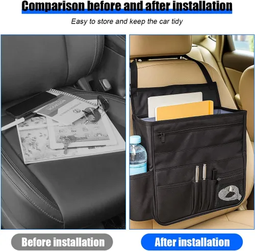 Vista 6 de Organizador para el Asiento Delantero del Auto, Bolsa de Almacenamiento Colgante con Múltiples Bolsillos para el Asiento Trasero del Pasajero