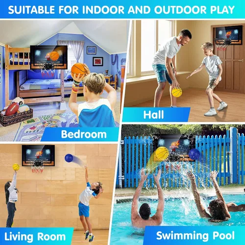 Vista 6 de Indoor Basketball Hoop Boys Gifts for Teens Door Room Basketball Hoop Mini Hoop with Scoreboard, 3 Balls and Batteries Basketball Toys for 8 9 10 11
