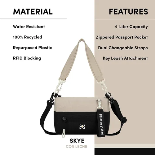 Vista 14 de Sherpani Skye - Bolso cruzado pequeño, de nailon, ligero, para mujer, con protección RFID