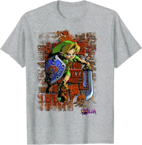 Vista 5 de Legend of Zelda Majoras Mask Link Action Retrato Camiseta Negro