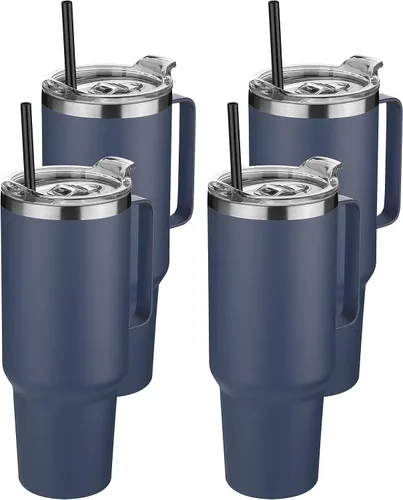 Vista 33 de Hasle Outfitters - Vaso de acero inoxidable de 40 onzas con asa, juego de vasos térmicos aislados al vacío, taza de viaje reutilizable de doble