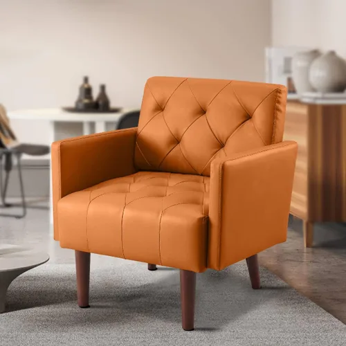 Vista 12 de Silla decorativa de piel sintética, moderna silla con brazo retro Verde