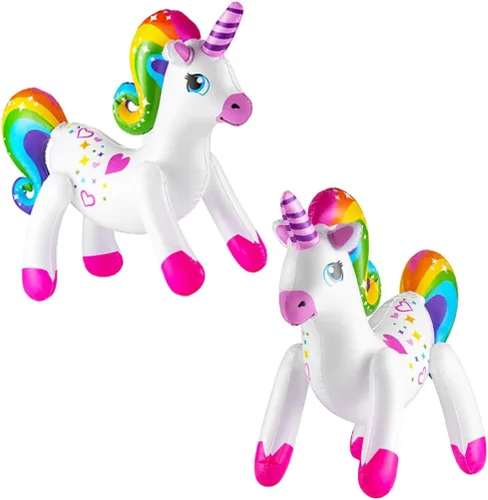 Vista 3 de The Dreidel Company Inflar unicornio arcoíris de 24 pulgadas (paquete de 2)
