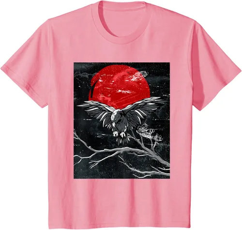 Vista 84 de Red Moon Raven - Camiseta japonesa de cuervo negro, Negro, S