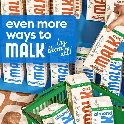 Vista 9 de MALK Unsweetened Almond Milk - Organic & Shelf Stable Creamer - 32OZ 6-Pack Leche a base de plantas para cereales, batidos, café, sin lácteos